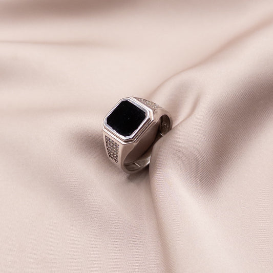 Silver ring with zircon