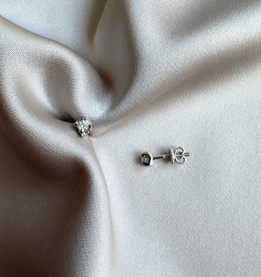 Серьги из белого золота с бриллиантом 0.17ct