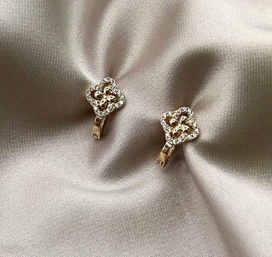 Cercei din aur roz cu zircon