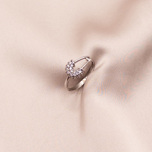 Silver ring with zircon