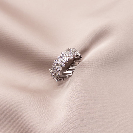 Silver ring with zircon