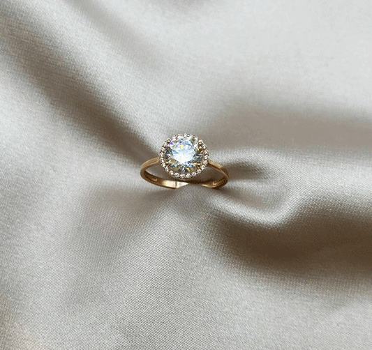 Inel de logodnă din aur roz cu zirconiu