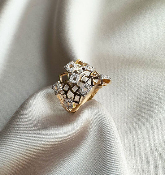 Inel din aur roz cu zirconiu