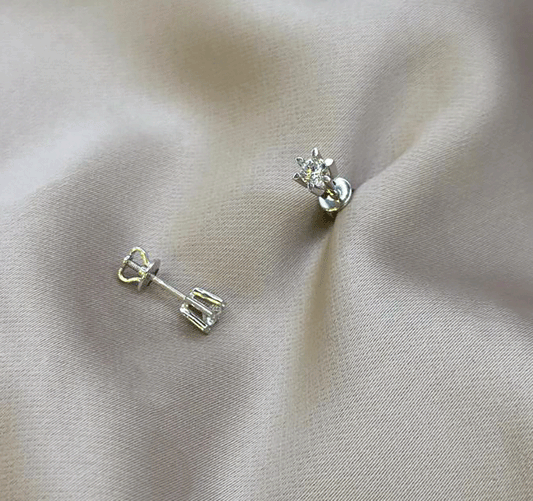 Cercei din aur alb cu zircon