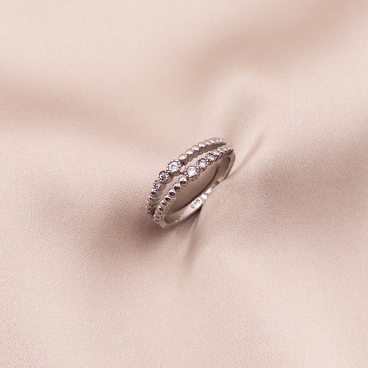 Silver ring with zircon