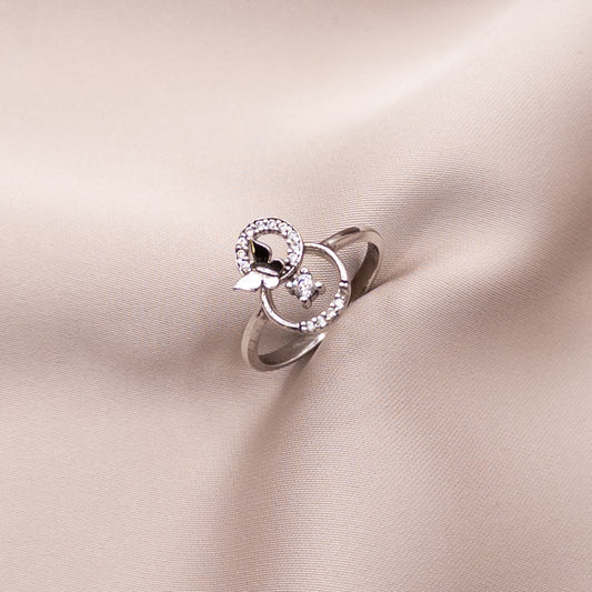 Silver ring with zircon