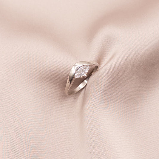 Silver ring with cubic zirconia