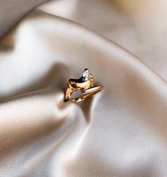 Inel din aur roz cu zirconiu