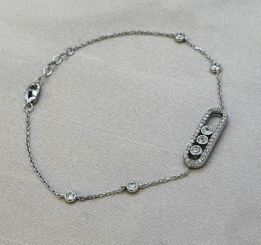 Браслет из белого золота с цирконом
