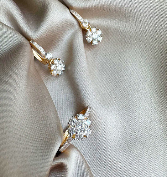 Set din aur roz cu zircon