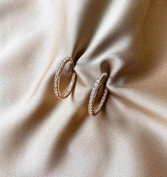 Rose gold earrings with zircon