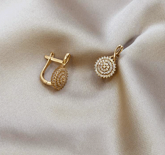 Rose gold earrings with zircon