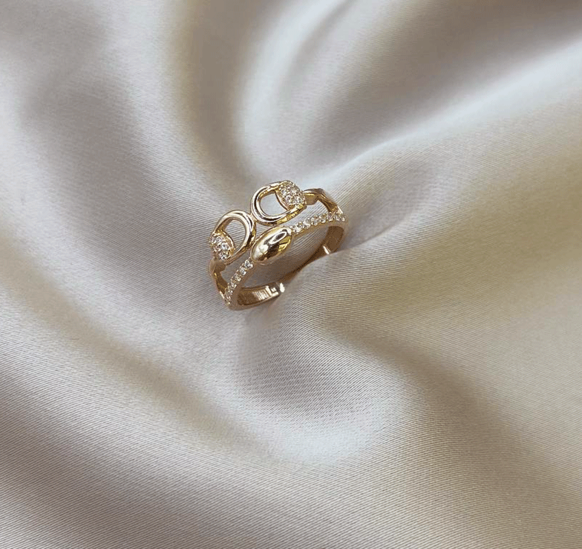 Inel din aur roz cu zirconiu