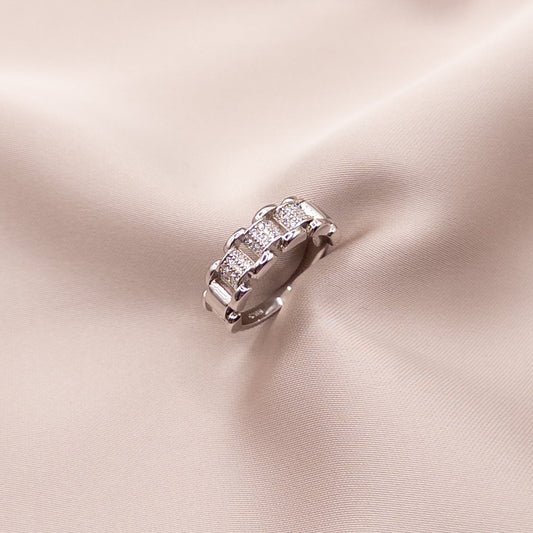 Silver ring with zircon