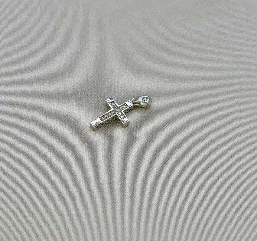 Cruciuliță din aur alb cu zircon