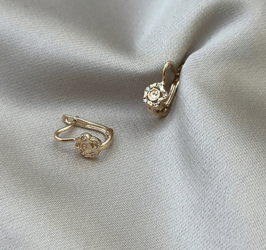 Cercei din aur roz cu zircon