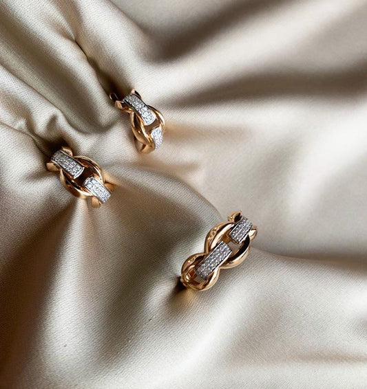 Set din aur roz cu zircon