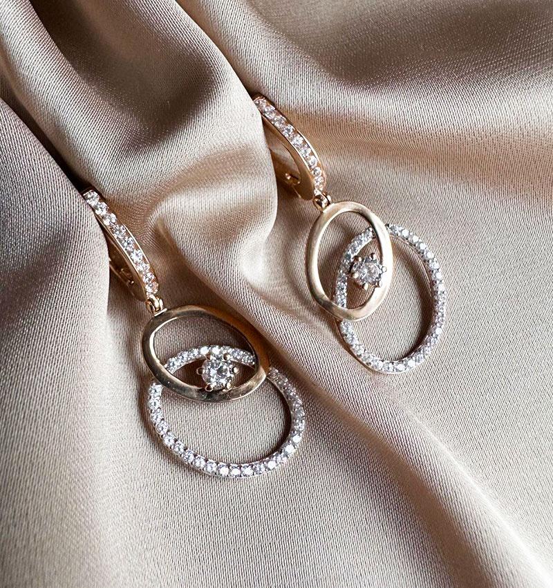 Cercei din aur roz cu zirconiu