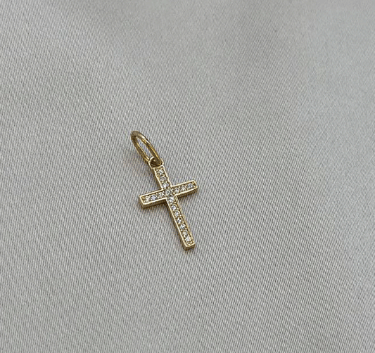 Cruce din aur roz cu zirconiu