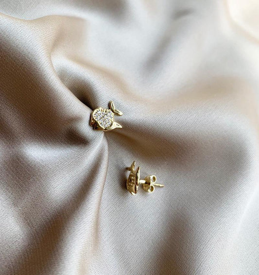 Yellow gold earrings with zircon