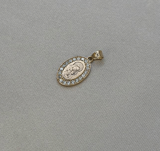 Икона из розового золота с цирконом