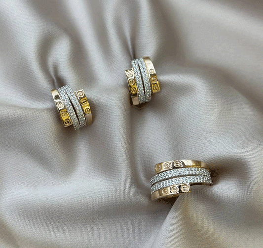 Set din aur roz cu zircon