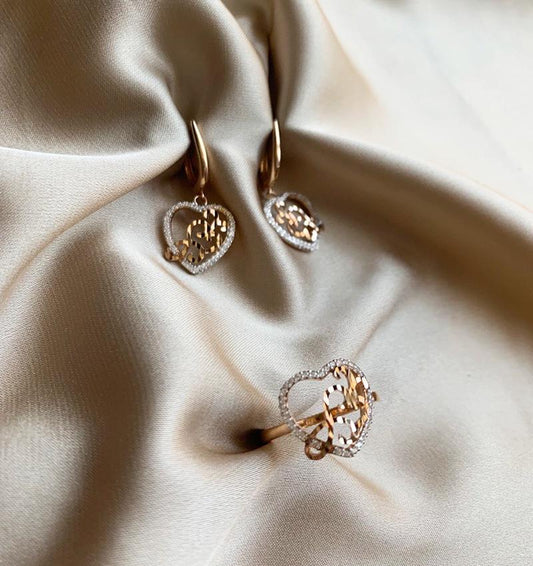Set de aur roz cu zircon