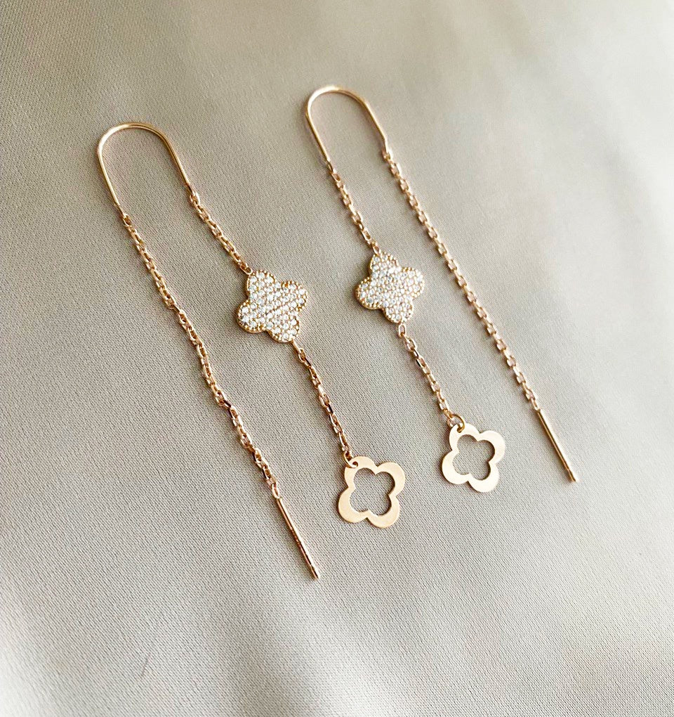 Rose gold earrings with zircon