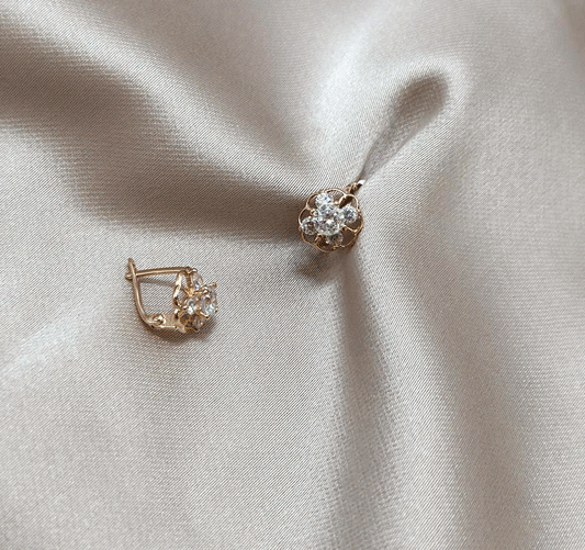 Cercei din aur roz cu zircon
