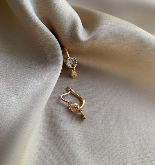 Rose gold earrings with zircon