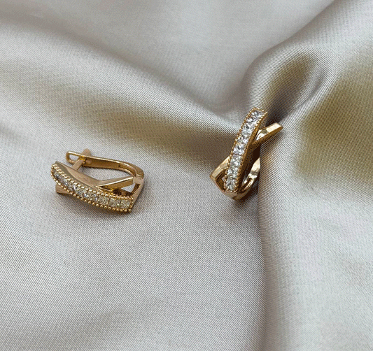 Rose gold earrings with zircon