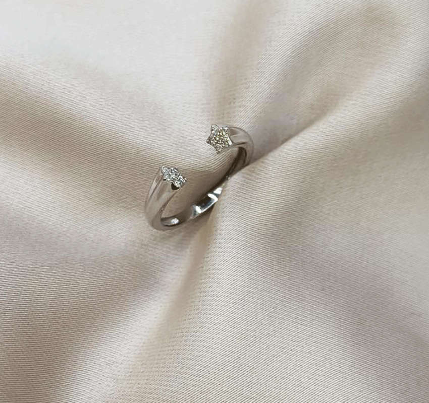 Inel din aur alb cu diamant de 0,05 ct