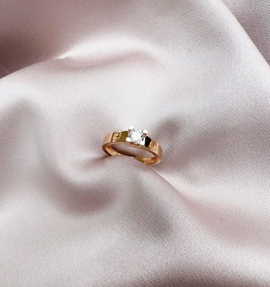 Inel din aur roz cu zircon
