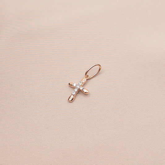 Rose gold cross with cubic zirconia