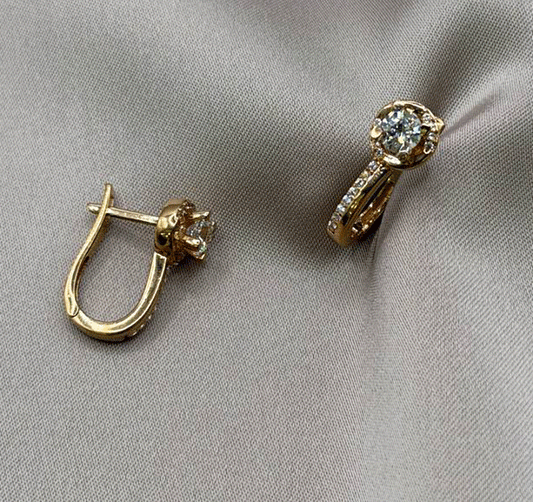 Cercei din aur roz cu zircon