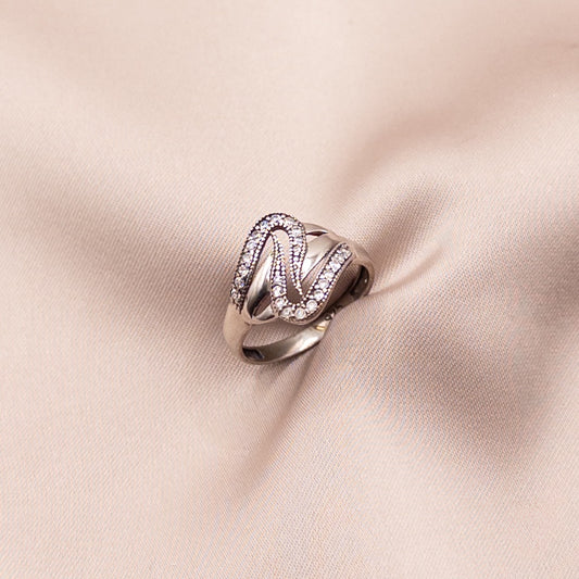 Silver ring with cubic zirconia