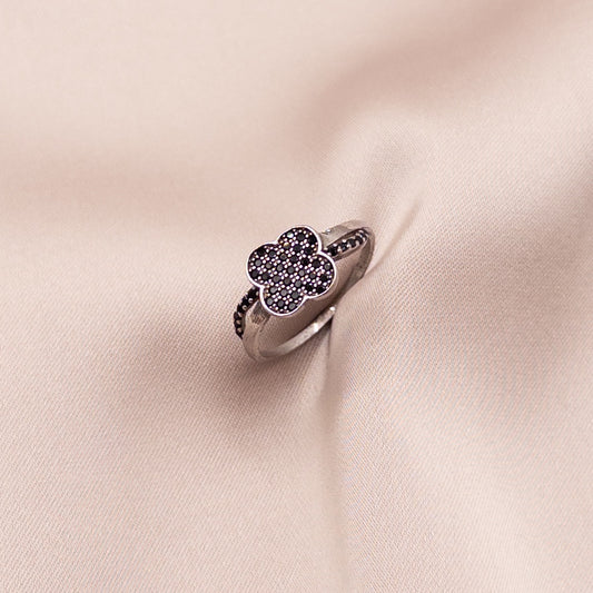Silver ring with zircon