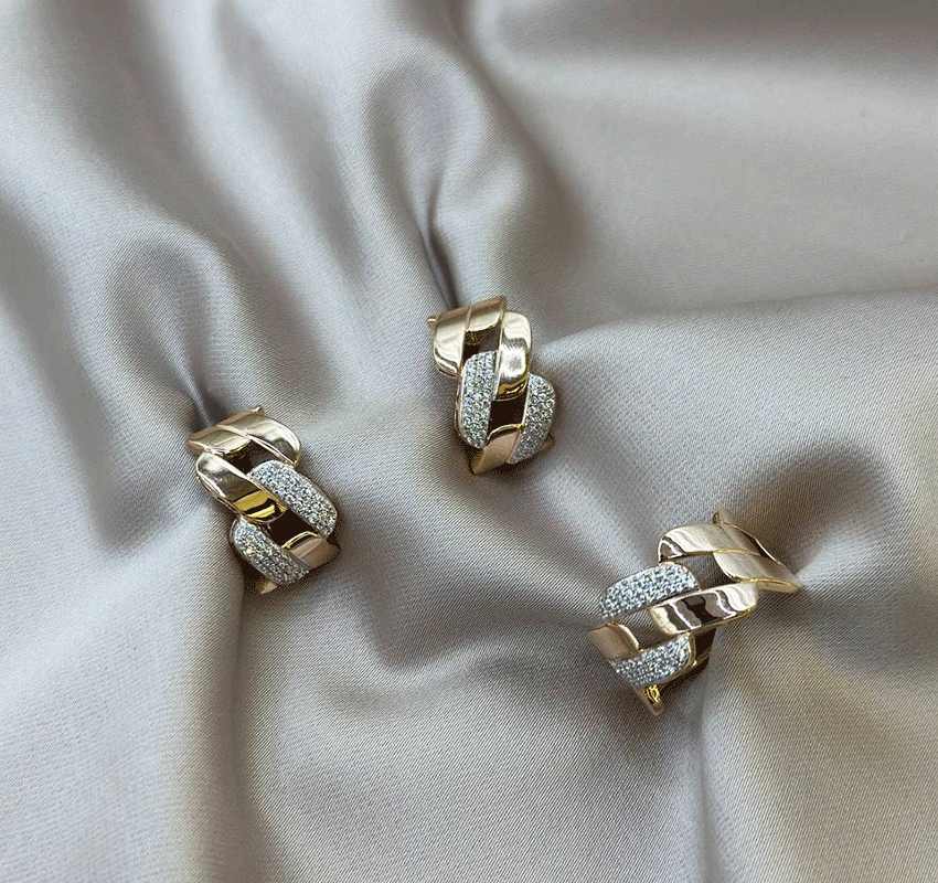 Set din aur roz cu zircon