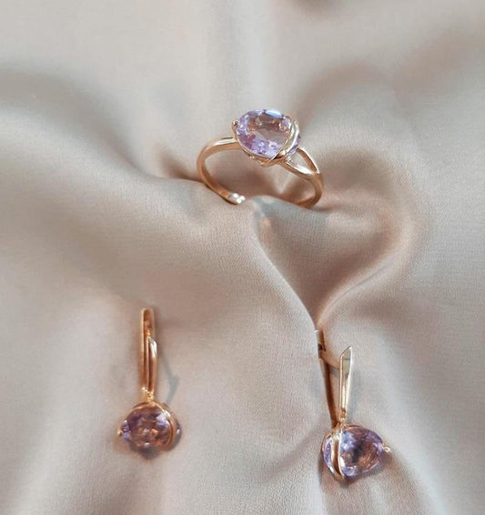 Rose gold set with amethyst