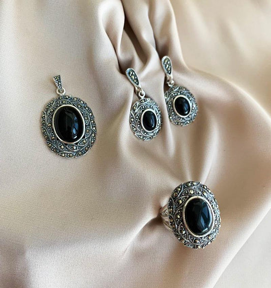 Set din argint cu zircon și onix
