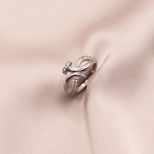 Silver ring with cubic zirconia