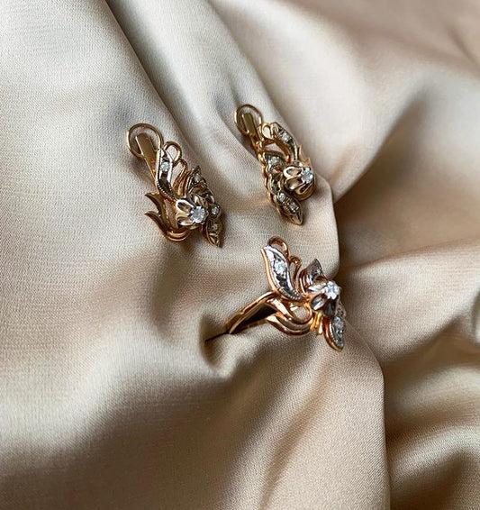 Rose gold set with zircon