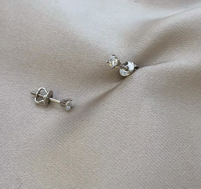 Серьги из белого золота с цирконом