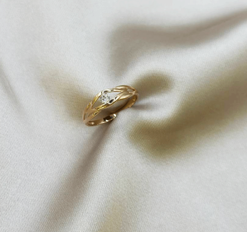 Inel din aur roz cu zirconiu