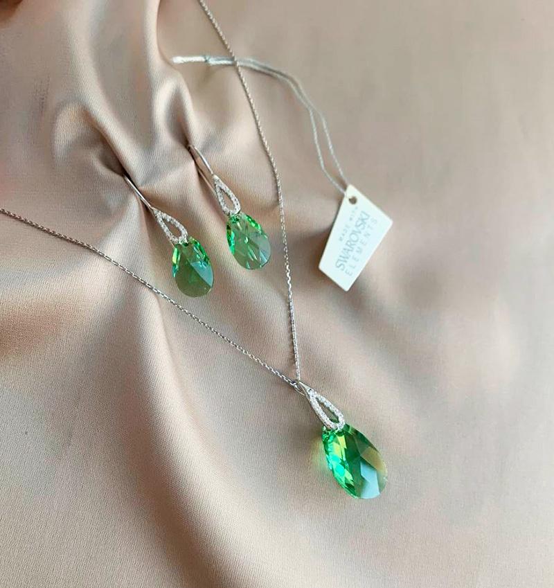 Set de argint cu zirconiu și cristal