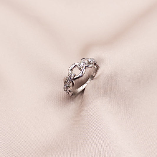 Silver ring with zircon