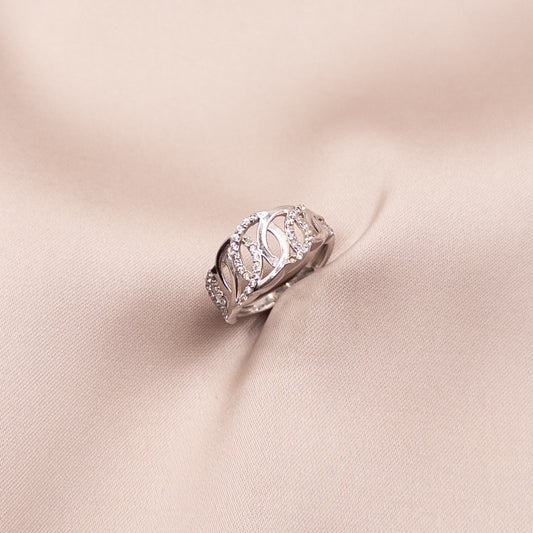 Silver ring with cubic zirconia