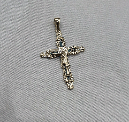 Cruce din aur roz cu zirconiu