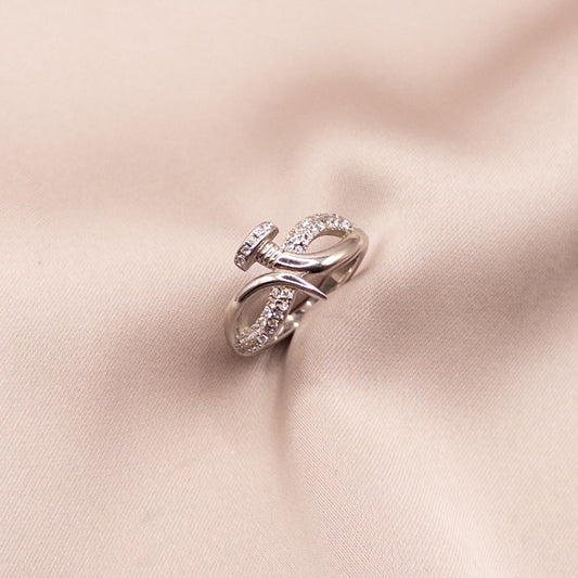 Silver ring with zircon