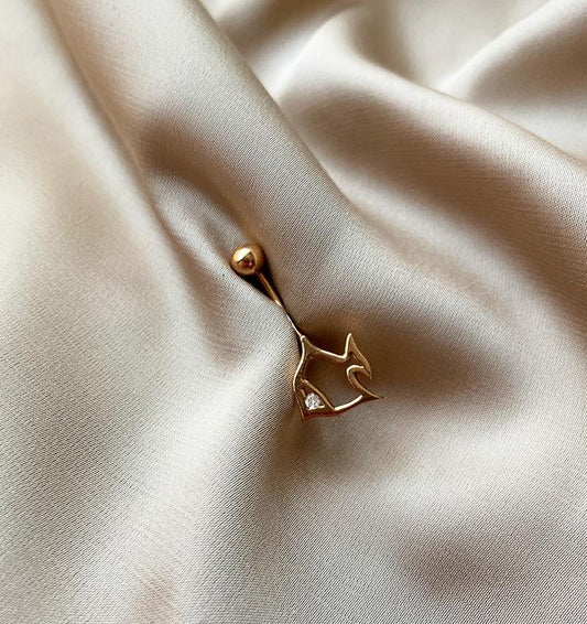 Piercing din aur roz cu zirconiu